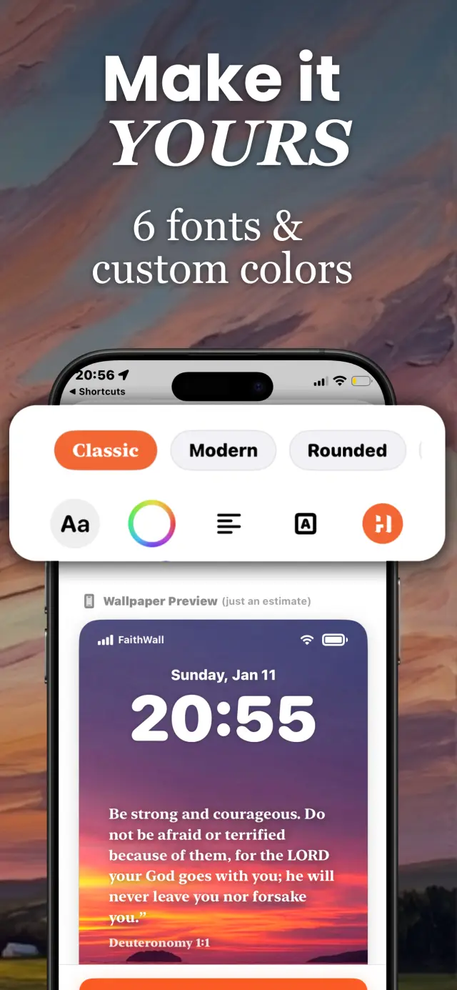 FaithWall customization with fonts and color options